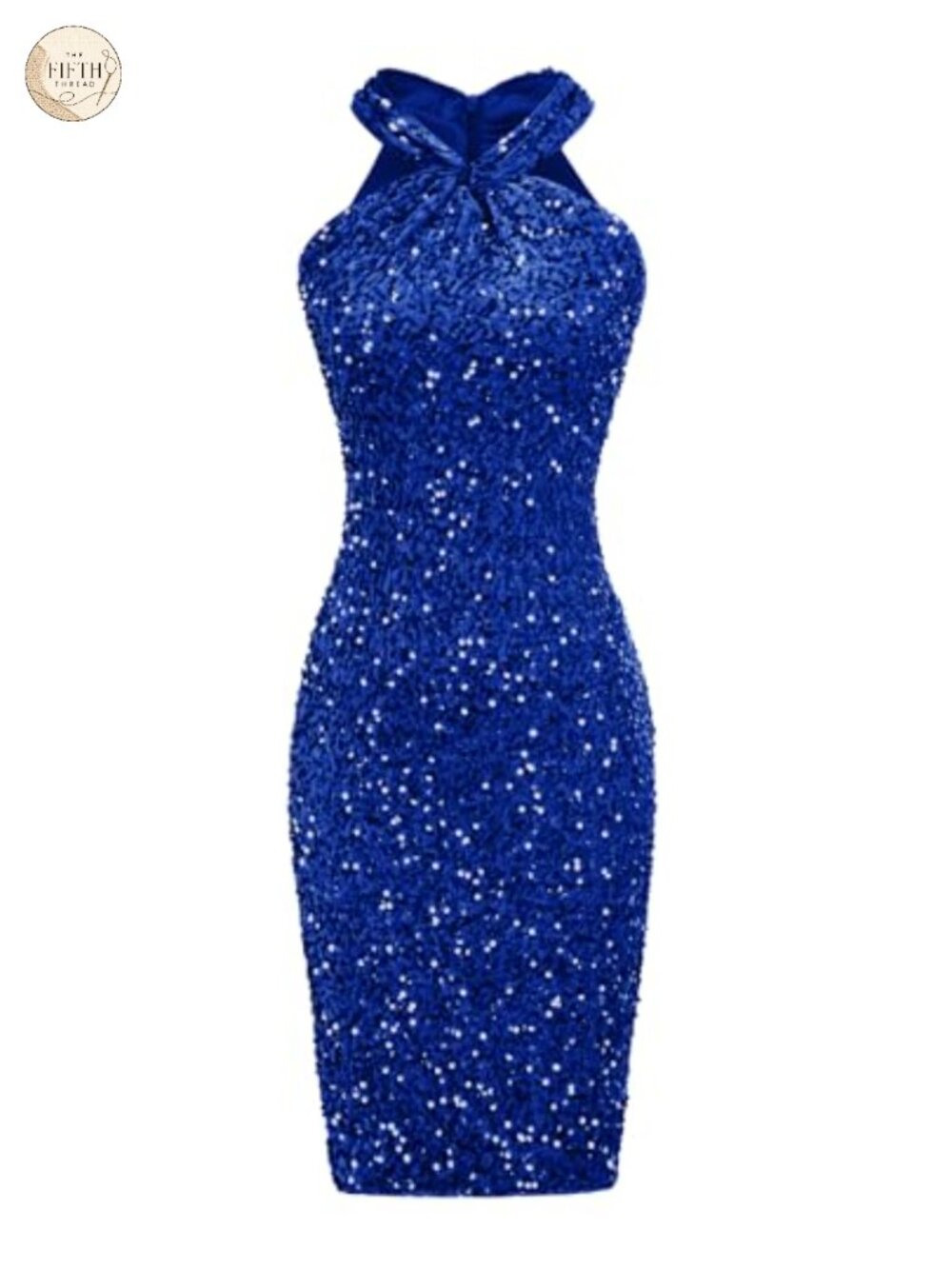 Halter Sequin Bodycon Dress Sleeveless Knee-Length Cocktail Party